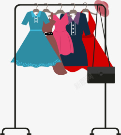 购物衣架手绘小清新女装衣架插画图案高清图片