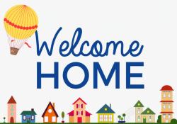欢迎回家展板欢迎回家五颜六色的房子高清图片