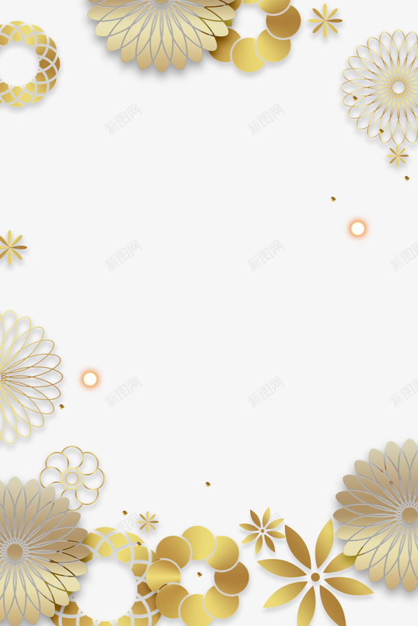 2019猪年金色装饰图案png免抠素材_新图网 https://ixintu.com 2019猪年 图案 点缀花朵 花朵 装饰 金色
