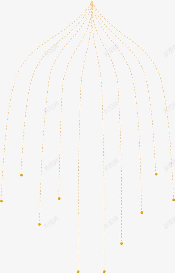 橙色发散的线点链条png免抠素材_新图网 https://ixintu.com 发散点 曲折 曲线 树状图 线点 链条