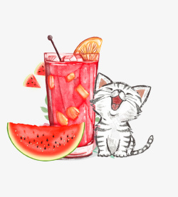 夏日水果汁卡通夏季冰爽饮料装饰高清图片