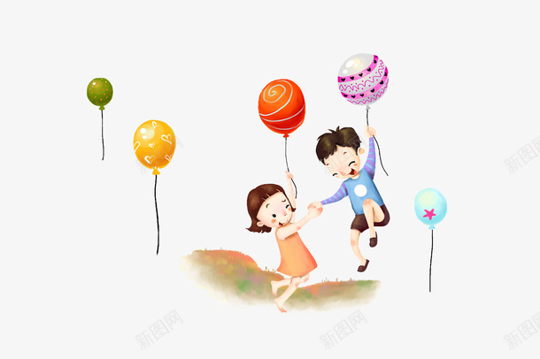 可爱卡通孩子与气球png免抠素材_新图网 https://ixintu.com 人物 卡通 孩子 手绘 气球 装饰