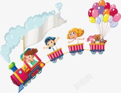 狂想派对开着小火车的孩子们高清图片