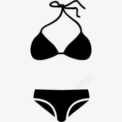 时尚泳衣泳装的性感和女性的两件图标高清图片