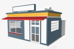 快餐店设计卡通3D扁平化房屋图标高清图片