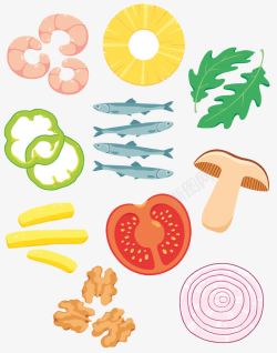 食材蔬菜小鱼材料素材