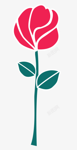 花朵简笔画一只玫瑰花图高清图片