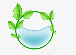 净化水绿色环保净化水绿叶图标高清图片