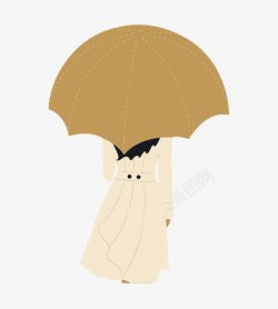 水彩长裙撑伞女孩高清图片