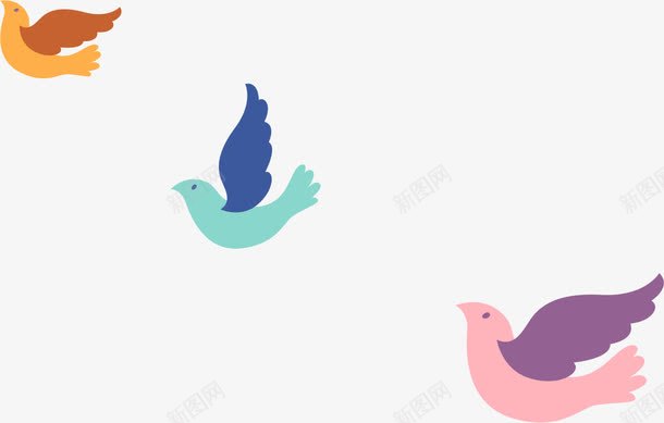 彩色飞鸟png免抠素材_新图网 https://ixintu.com AI 卡通 可爱 小鸟 彩色 手绘 飞鸟 鸟