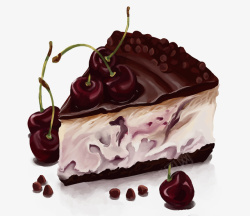 水彩手绘巧克力蛋糕矢量图素材