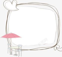 手绘太阳伞手绘边框高清图片