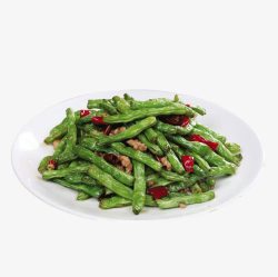 传统背景的绿色产品实物健康菜干煸豆角高清图片