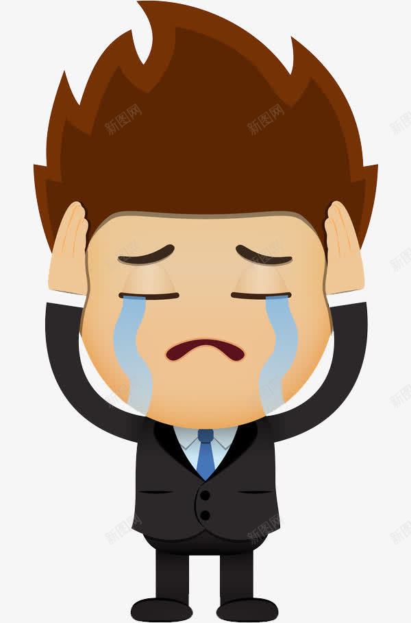 扁平风伤心的男人图png免抠素材_新图网 https://ixintu.com 伤心的 卡通 哭啼的 商务 抱头痛哭 插图 流泪的 男人