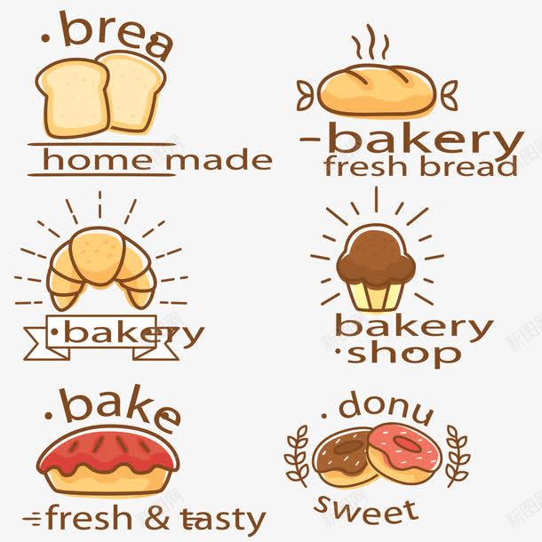 手绘面包店标志图标png_新图网 https://ixintu.com LOGO 小麦 店铺标志 甜品 美食 蛋糕 面包