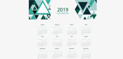 绿色三角2019年日历矢量图素材