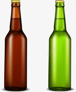 写实国外啤酒手绘两个啤酒瓶矢量图高清图片