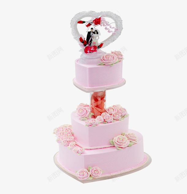 婚礼蛋糕png免抠素材_新图网 https://ixintu.com 婚庆素材 婚礼蛋糕 粉色三层蛋糕