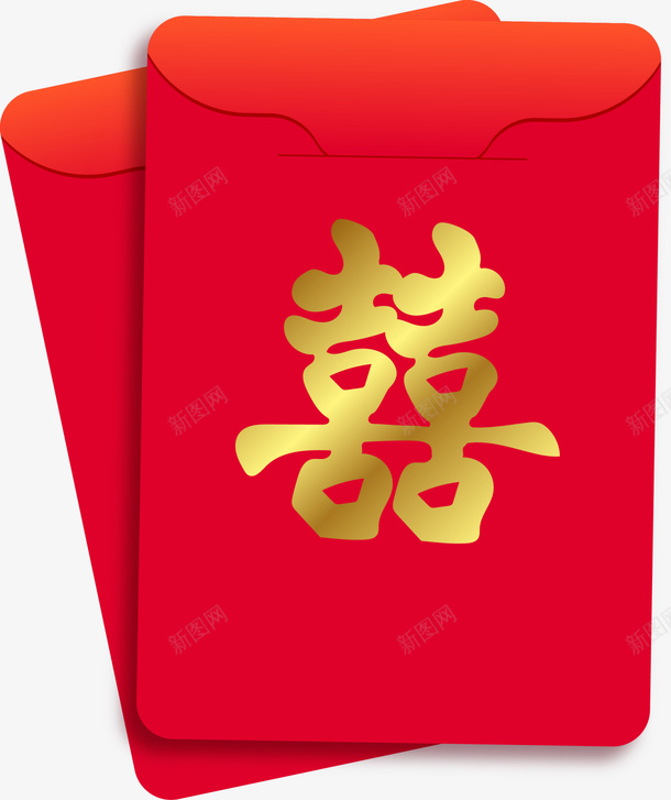 新年红色喜字红包png免抠素材_新图网 https://ixintu.com 喜字红包 新年红包 新春红包 红色红包 金色光晕 金色喜字