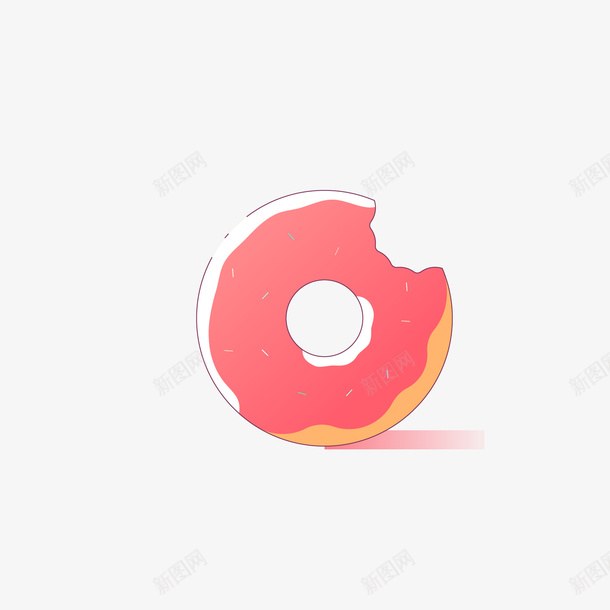 粉红色可爱的甜甜圈矢量图图标ai_新图网 https://ixintu.com 可爱食物 咬了一口 图标 小清新 甜品 甜甜圈 粉色 矢量图
