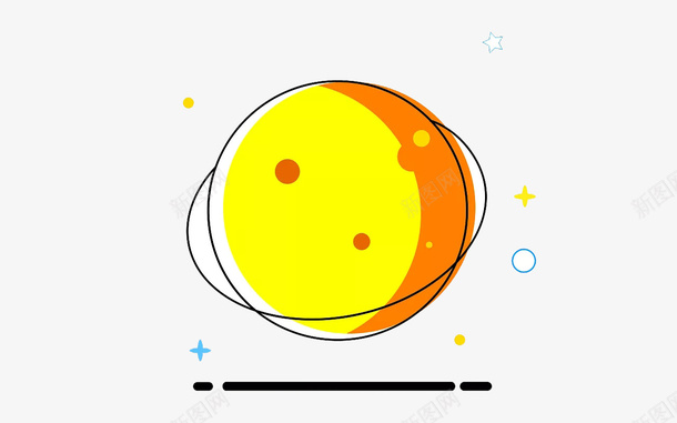 mbe风格星球png免抠素材_新图网 https://ixintu.com 几何形状 圆球 抽象 星球 气泡 轨迹 轨道 黄色