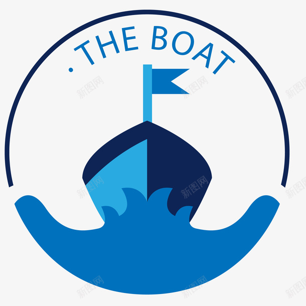 蓝色帆船标志矢量图ai免抠素材_新图网 https://ixintu.com 卡通 帆船 标志设计 标签设计 航海 蓝色 矢量图