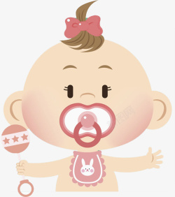 开心宝宝含着奶嘴的可爱娃娃高清图片
