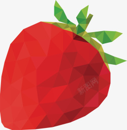 低多边形水果桃子几何水果草莓元素矢量图高清图片
