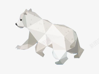 北极熊png免抠素材_新图网 https://ixintu.com 几何形 动物 奔跑 白色 菱形