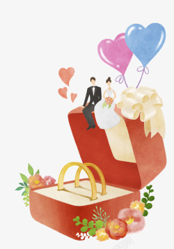 爱情婚姻结婚主题卡通插画高清图片