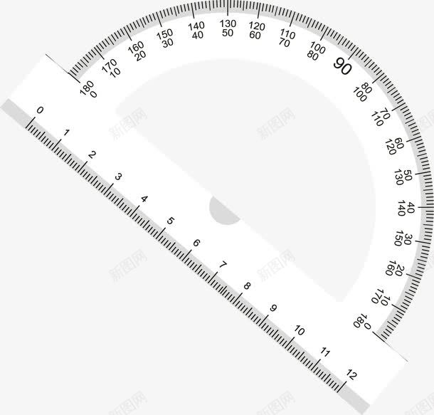 平面半圆尺子元素png免抠素材_新图网 https://ixintu.com 刻度 直尺 量角器