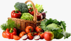 蔬菜果篮卡通手绘水果与蔬菜高清图片