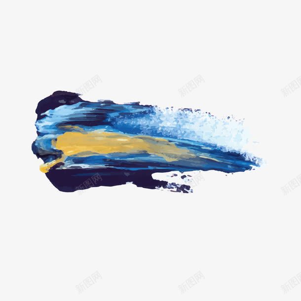 蓝色笔刷png免抠素材_新图网 https://ixintu.com 商务 掺杂 渐变 画画 笔刷 蓝色 黄色