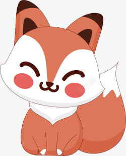 矢量白色狐狸可爱的笑脸小狐狸高清图片