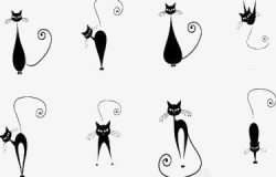 黑色简易线条手绘的猫猫高清图片