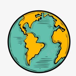 黄绿色卡通地球模型矢量图素材