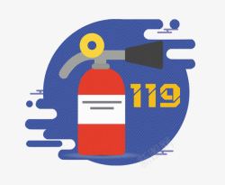119消防蓝色底元素素材