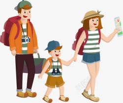 轻型旅行日背包免抠国际家庭日旅游的一家人高清图片