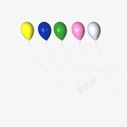 彩色球形飞扬气球素材