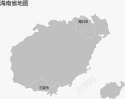 灰色导航海南省地图高清图片