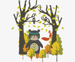 灰色的树林春天树林里的可爱小熊高清图片