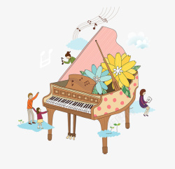钢琴培训展板钢琴培训班卡通海报高清图片