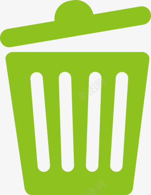 绿色回收垃圾桶图标矢量图图标