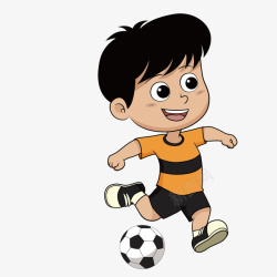 爱喝茶的孩子黄色衣服可爱孩子踢足球矢量图高清图片