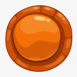 橙色立体圆形圆点卡通游戏图标圆形按钮高清图片