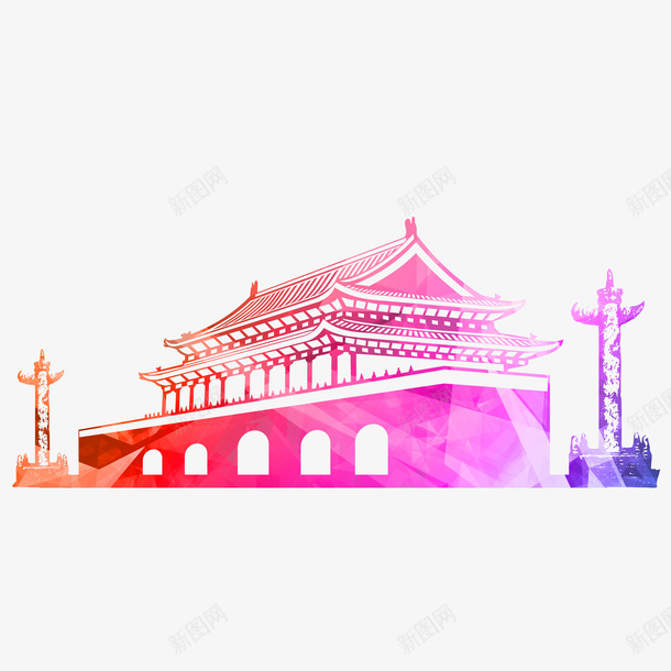 中国风景景区天安门炫彩图png免抠素材_新图网 https://ixintu.com 中国情 中国风景 免抠图 天安门 彩色剪影 景区 景点 炫彩 红色革命 长城宣传画