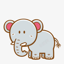扁平化玩偶贴纸卡通扁平化大象动物矢量图高清图片