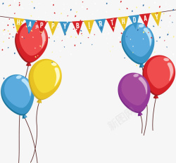 生日派对铝箔气球生日派对彩旗气球矢量图高清图片