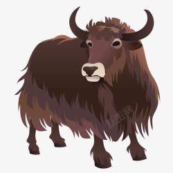 藏民卡通强壮的牦牛插图矢量图高清图片