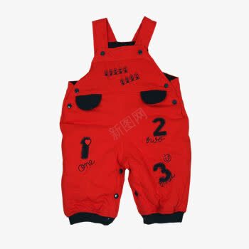 儿童服装png免抠素材_新图网 https://ixintu.com 婴幼儿 数字 红色 背带裤